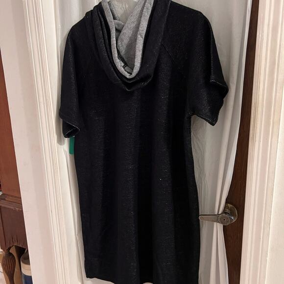 Marc NY Andrew Marc black hooded shift dress with kangaroo pockets size xl - Picture 8 of 8